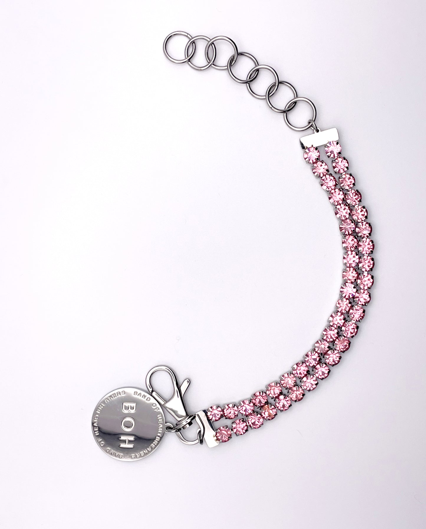 COLLIER CRISTAL DIAMANTS ROSES DOUBLE RANG