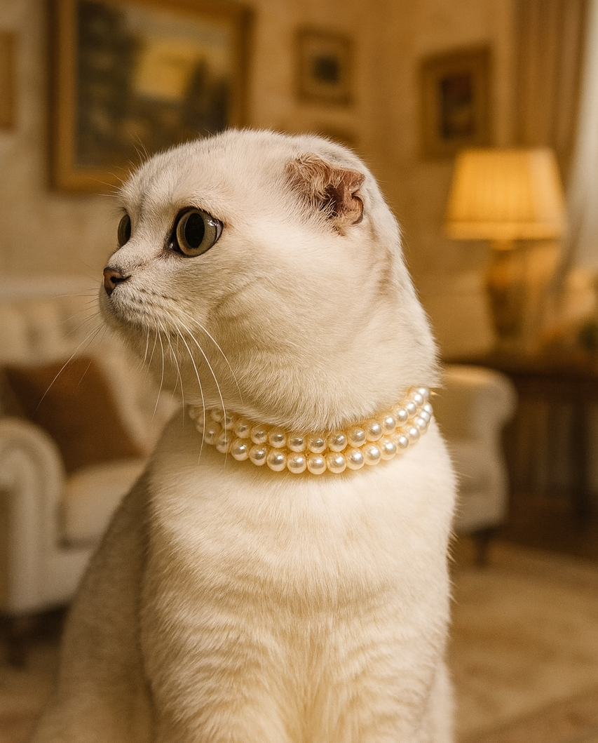 collier bijou perles chat